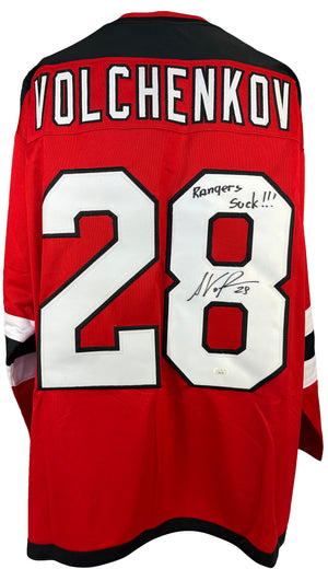 Anton Volchenkov signed inscribed jersey NHL New Jersey Devils JSA COA