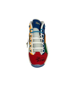 Allen Iverson signed inscribed draft Sneaker pair Philadelphia 76er's JSA COA