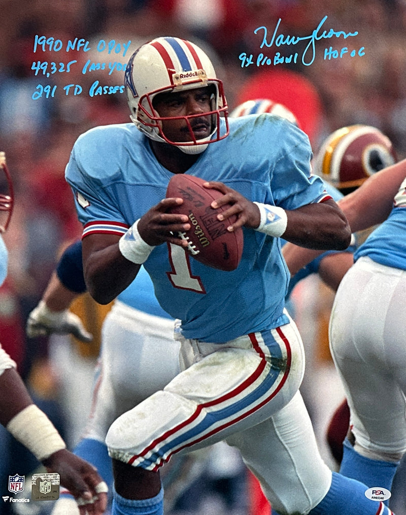 Warren Moon autographed signed inscribed 16x20 photo NFL Houston Oilers PSA