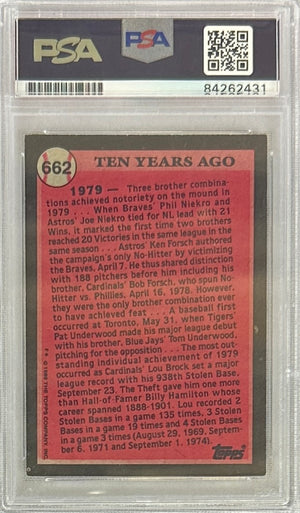 Lou Brock auto card 1979 Topps #662 MLB St. Louis Cardinals PSA Encapsulated