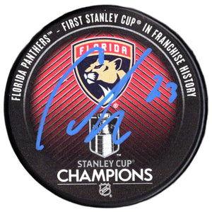 Carter Verhaeghe autographed signed Stanley Cup puck NHL Florida Panthers JSA COA
