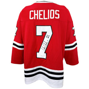 CHRIS CHELIOS AUTOGHRAPHED SIGNED INSCRIBED CUSTOM RED PRO STYLE JERSEY