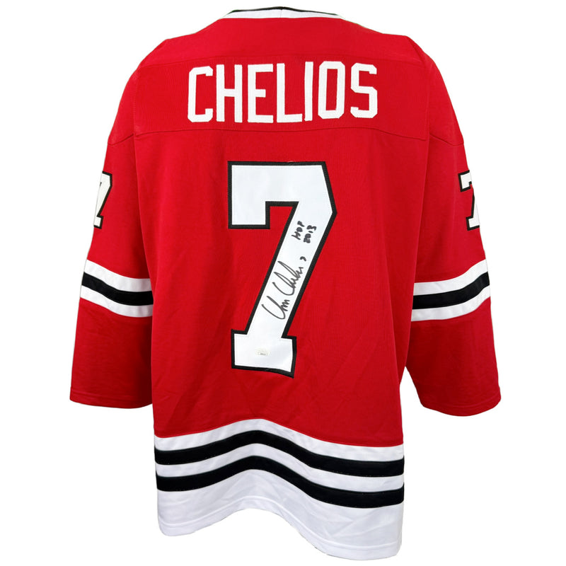 CHRIS CHELIOS AUTOGHRAPHED SIGNED INSCRIBED CUSTOM RED PRO STYLE JERSEY