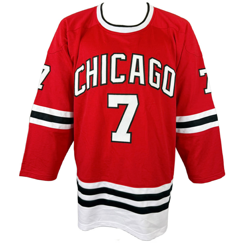 CHRIS CHELIOS AUTOGHRAPHED SIGNED INSCRIBED CUSTOM RED PRO STYLE JERSEY