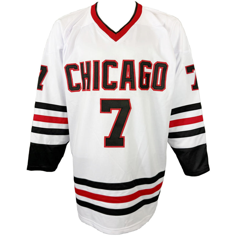 CHRIS CHELIOS AUTOGHRAPHED SIGNED INSCRIBED CUSTOM WHITE PRO STYLE JERSEY