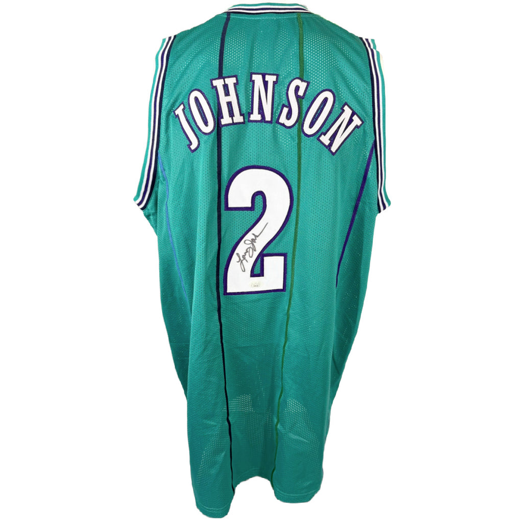 LARRY JOHNSON AUTOGRAPHED SIGNED CUSTOM TEAL PRO STYLE JERSEY JSA COA