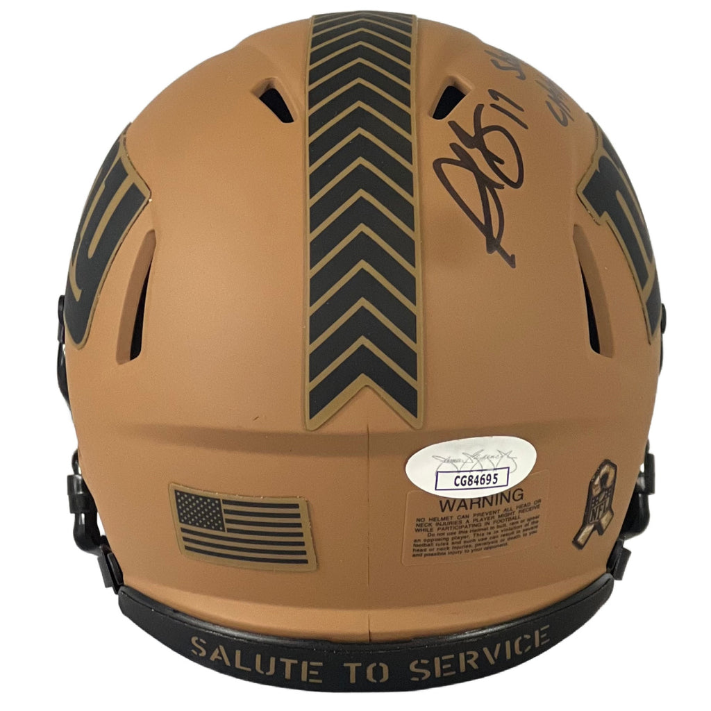 Plaxico Burress autographed signed inscribed Mini Helmet JSA Salute to Service