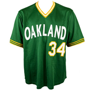 ROLLIE FINGERS AUTOGRAPHED CUSTOM GREEN PRO STYLE JERSEY BAS