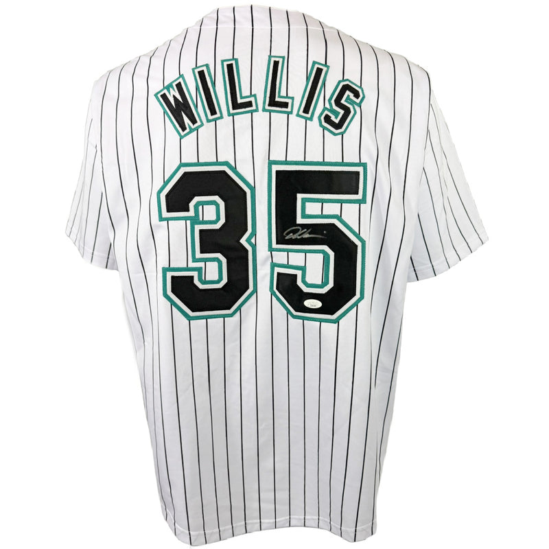 DONTRELLE WILLIS AUTOGRAPHED SIGNED CUSTOM WHITE PRO STYLE JERSEY JSA COA