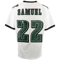 ASANTE SAMUEL SR. AUTOGRAPHED INSCRIBED CUSTOM WHITE PRO STYLE JERSEY JSA