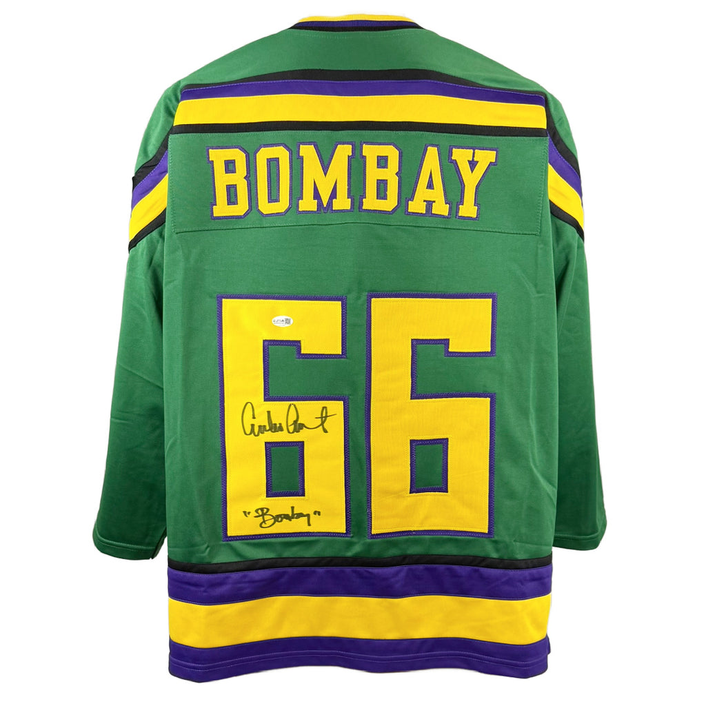 Emilio Estevez autographed inscribed jersey The Mighty Ducks JSA Coach Bombay