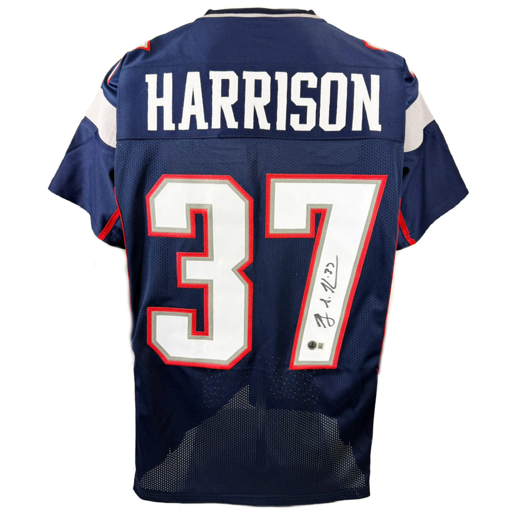 RODNEY HARRISON AUTOGRAPHED CUSTOM NAVY PRO STYLE JERSEY BAS