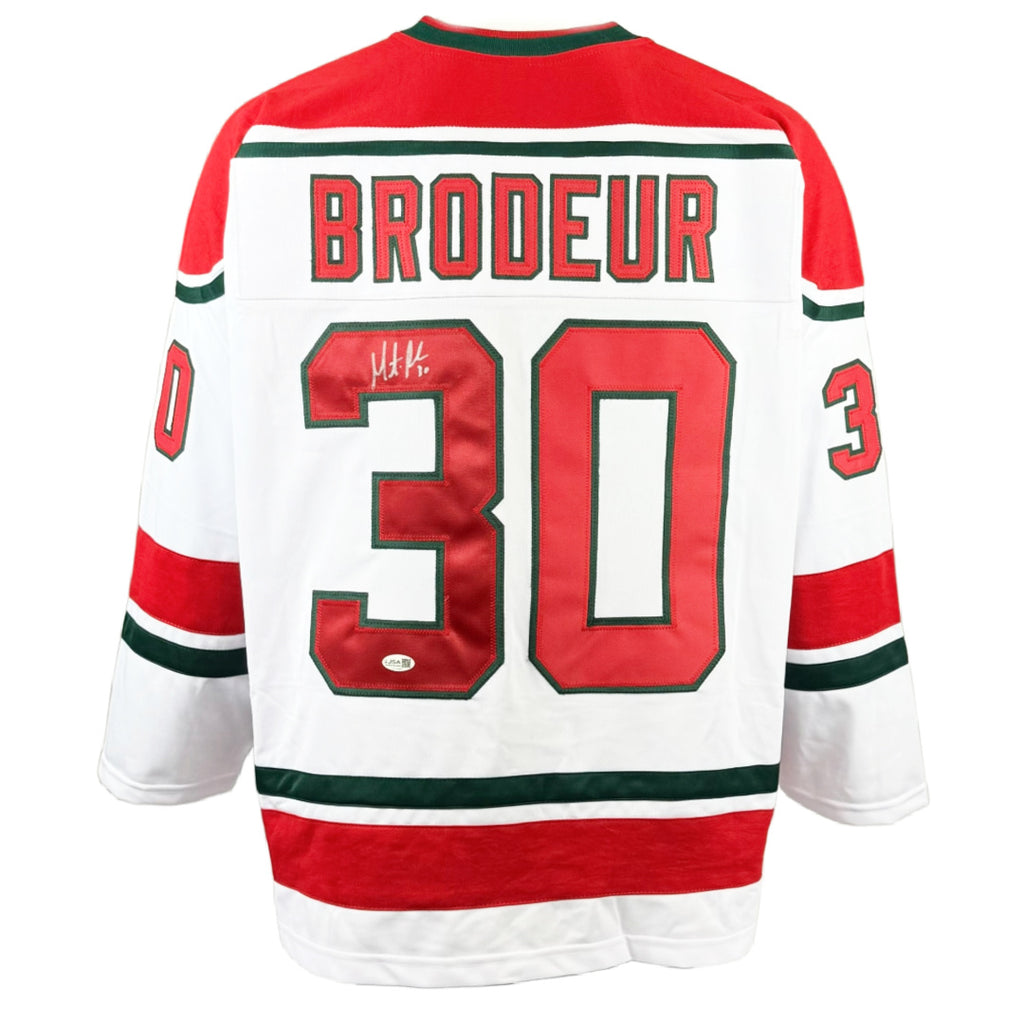 MARTIN BRODEUR AUTOGRAPHED SIGNED WHITE CUSTOM PRO STYLE JERSEY JSA