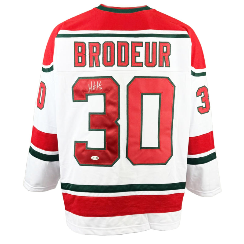 MARTIN BRODEUR AUTOGRAPHED SIGNED WHITE CUSTOM PRO STYLE JERSEY JSA