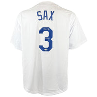 STEVE SAX SIGNED AUTOGRAPHED INSCRIBED WHITE PRO STYLE JERSEY JSA COA