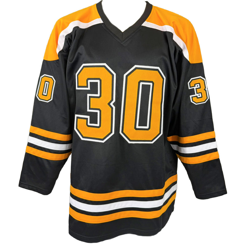 TIM THOMAS AUTOGRAPHED SIGNED INSCRIBED CUSTOM BLACK PRO STYLE JERSEY JSA COA