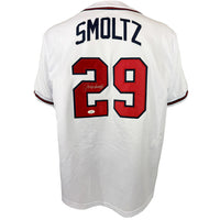 JOHN SMOLTZ AUTOGRAPHED SIGNED CUSTOM WHITE PRO STYLE JERSEY JSA COA