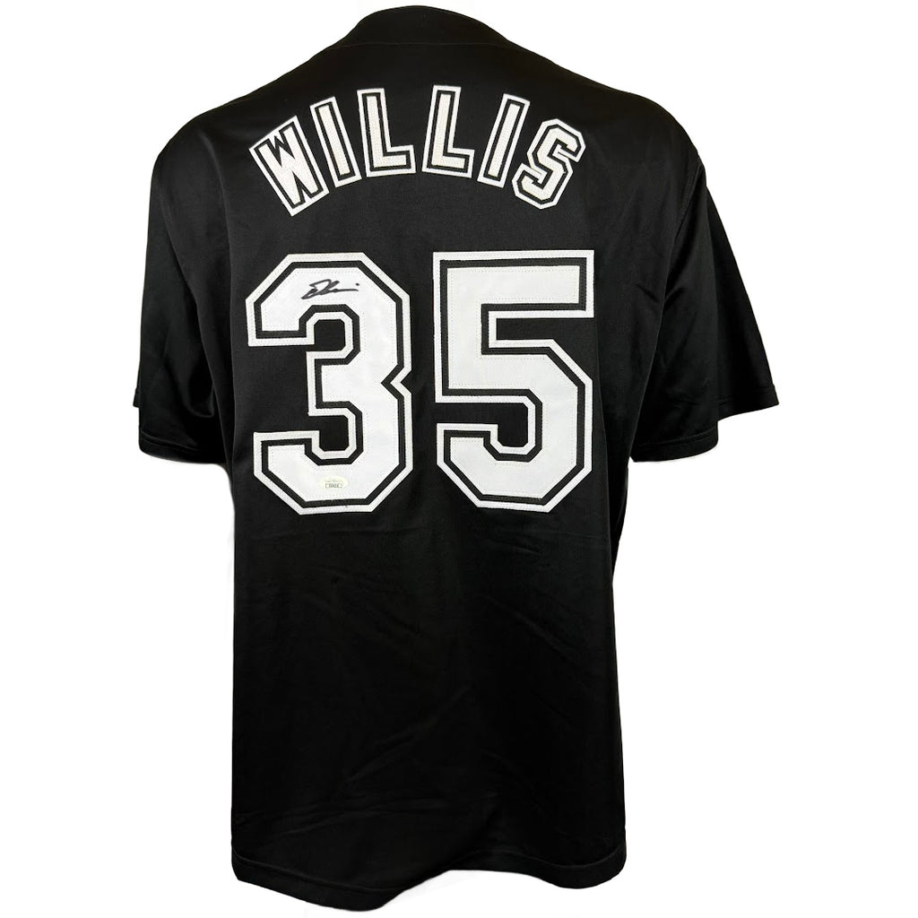 DONTRELLE WILLIS AUTOGRAPHED SIGNED CUSTOM BLACK PRO STYLE JERSEY JSA COA