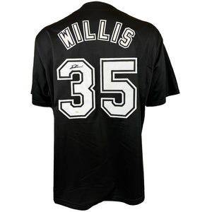 DONTRELLE WILLIS AUTOGRAPHED SIGNED CUSTOM BLACK PRO STYLE JERSEY JSA COA