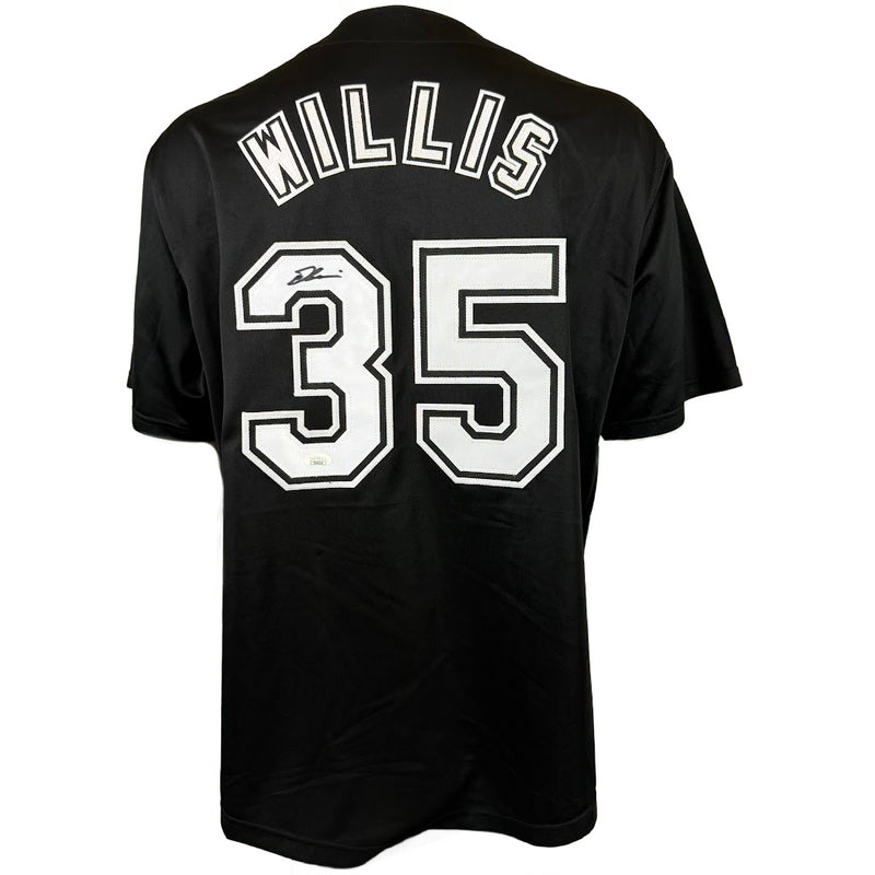 DONTRELLE WILLIS AUTOGRAPHED SIGNED CUSTOM BLACK PRO STYLE JERSEY JSA COA