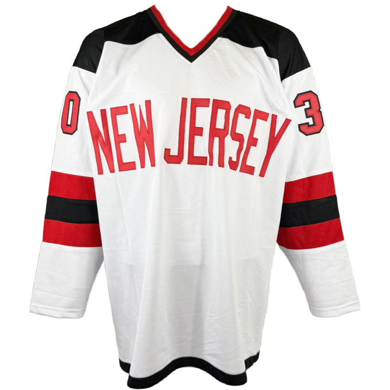 MARTIN BRODEUR AUTOGRAPHED SIGNED CUSTOM WHITE PRO STYLE JERSEY JSA