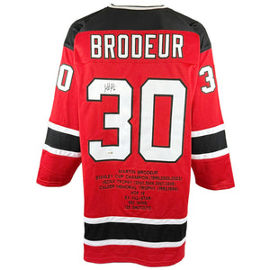 MARTIN BRODEUR AUTOGRAPHED SIGNED RED CUSTOM PRO STYLE JERSEY JSA