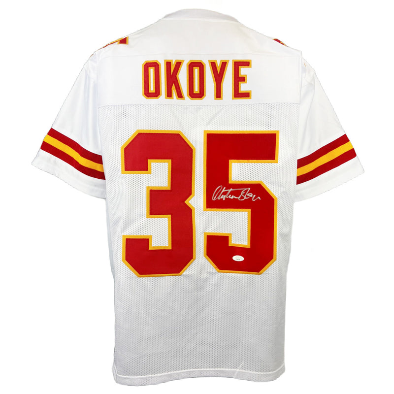 Christian Okoye autographed signed jersey NFL Kansas City Chiefs JSA COA
