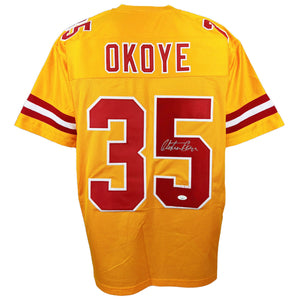 Christian Okoye autographed signed jersey NFL Kansas City Chiefs JSA COA