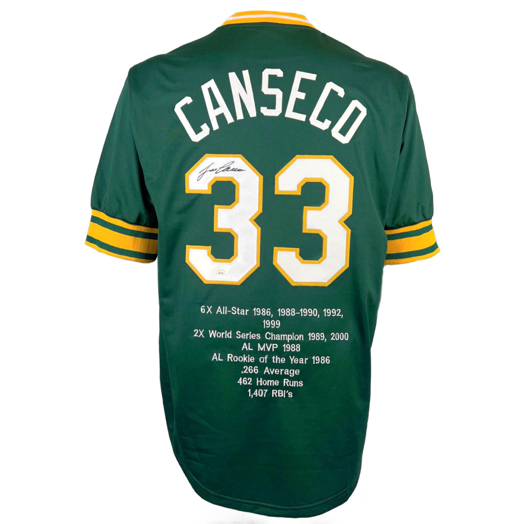 Jose Canseco autographed signed professional STAT jersey JSA COA