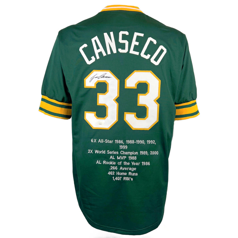 Jose Canseco autographed signed professional STAT jersey JSA COA