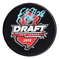 Elias Lindholm autographed signed draft puck NHL Boston Bruins JSA