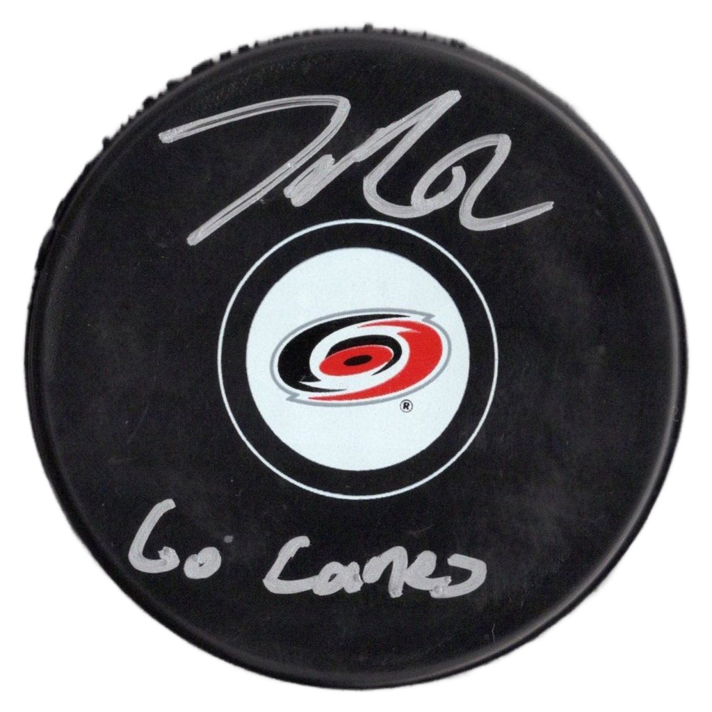 Jesperi Kotkaniemi inscribed signed puck NHL Carolina Hurricanes JSA COA