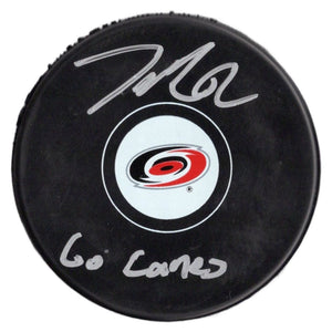 Jesperi Kotkaniemi inscribed signed puck NHL Carolina Hurricanes JSA COA
