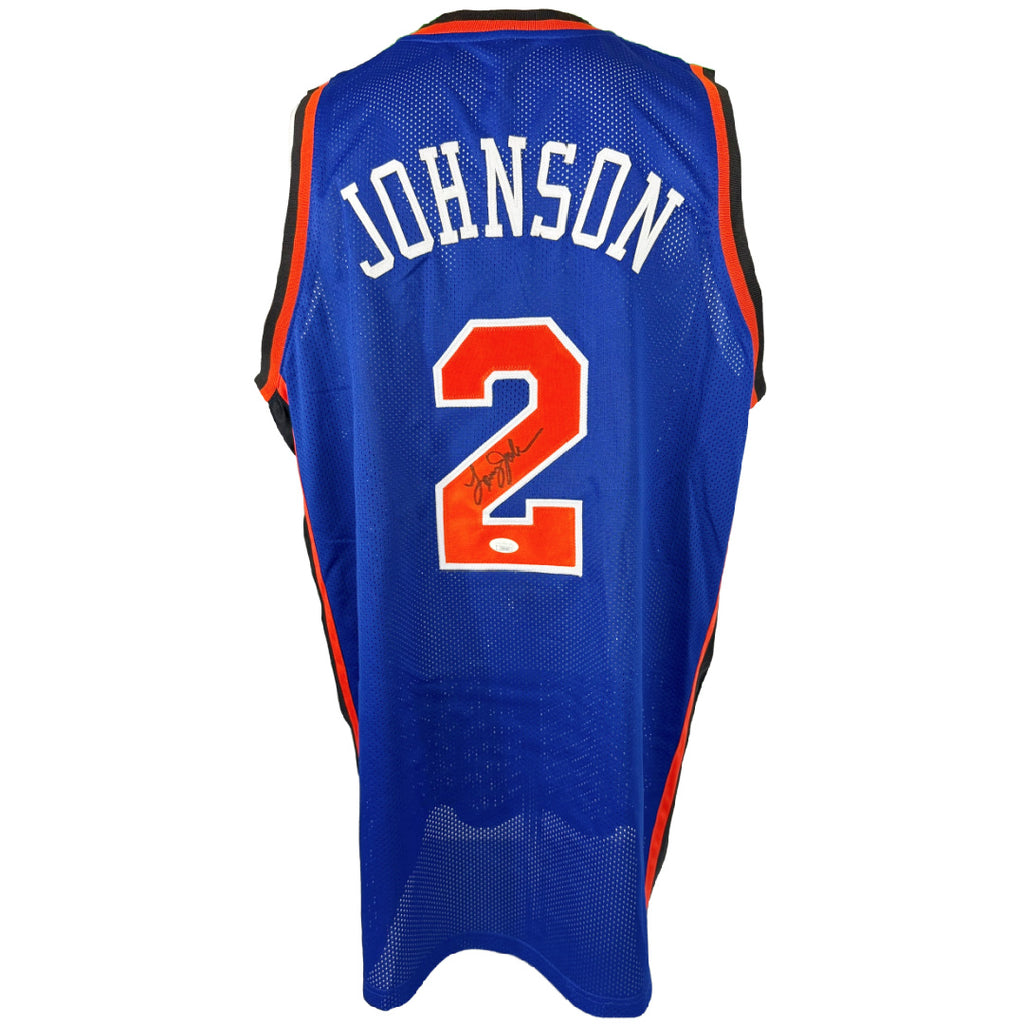LARRY JOHNSON AUTOGRAPHED SIGNED CUSTOM BLUE PRO STYLE JERSEY JSA COA