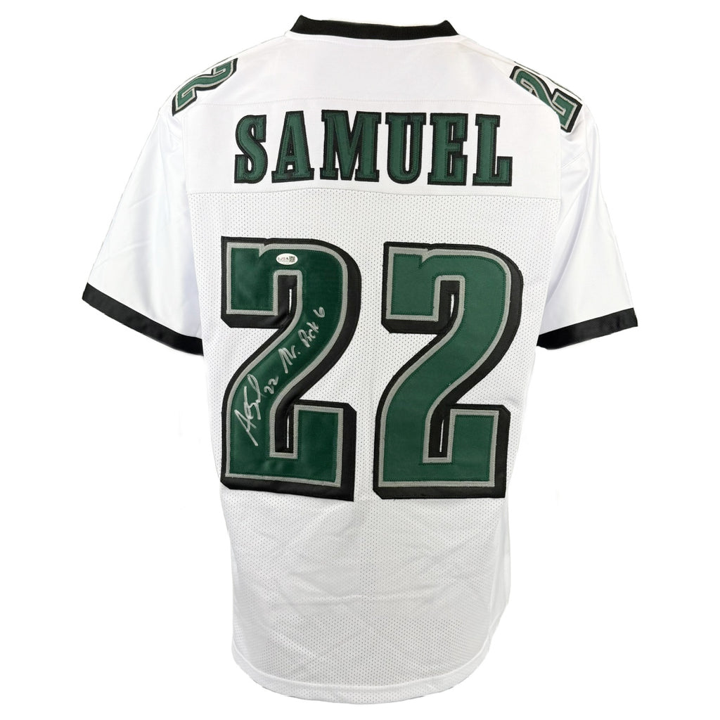 ASANTE SAMUEL SR. SIGNED INSCRIBED CUSTOM WHITE PRO STYLE AUTOGRAPHED JERSEY JSA COA