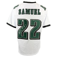 ASANTE SAMUEL SR. SIGNED INSCRIBED CUSTOM WHITE PRO STYLE AUTOGRAPHED JERSEY JSA COA