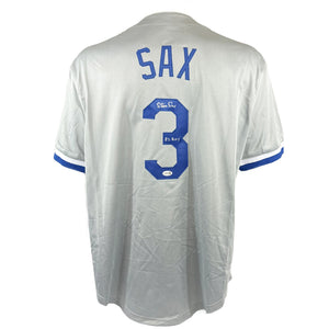 STEVE SAX SIGNED AUTOGRAPHED INSCRIBED GREY PRO STYLE JERSEY JSA COA
