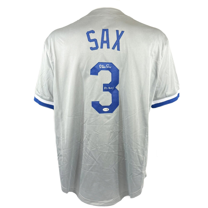 STEVE SAX SIGNED AUTOGRAPHED INSCRIBED GREY PRO STYLE JERSEY JSA COA