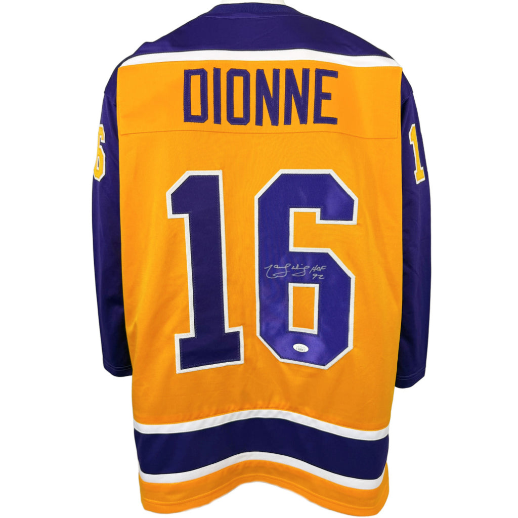 MARCEL DIONNE AUTOGRAPHED SIGNED INSCRIBED YELLOW PRO STYLE JERSEY JSA COA