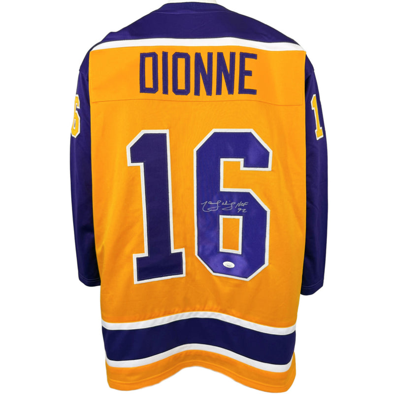 MARCEL DIONNE AUTOGRAPHED SIGNED INSCRIBED YELLOW PRO STYLE JERSEY JSA COA