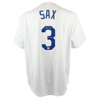 STEVE SAX SIGNED AUTOGRAPHED INSCRIBED WHITE PRO STYLE JERSEY JSA COA