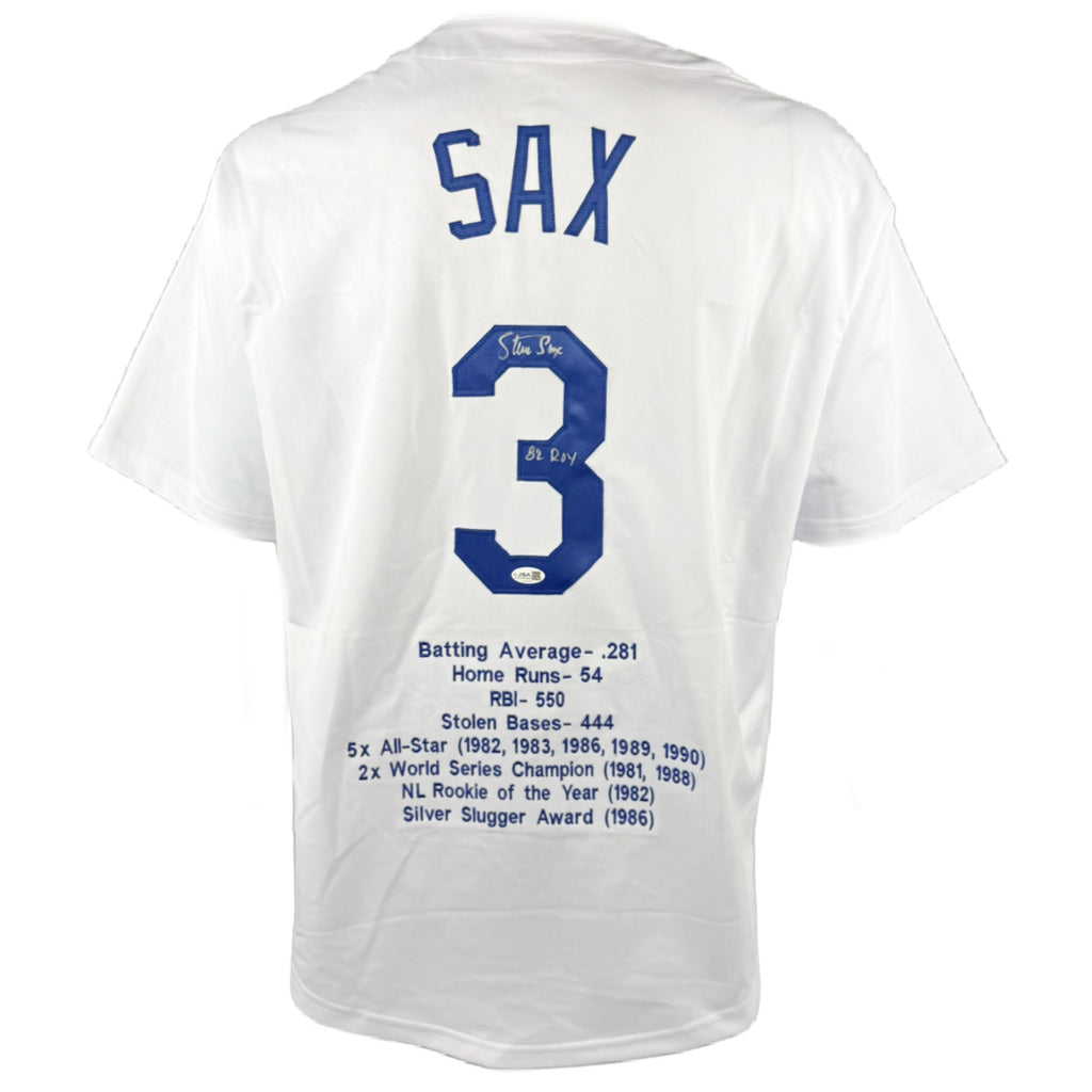 STEVE SAX SIGNED INSCRIBED WHITE PRO STYLE JERSEY JSA COA