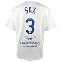 STEVE SAX SIGNED INSCRIBED WHITE PRO STYLE JERSEY JSA COA