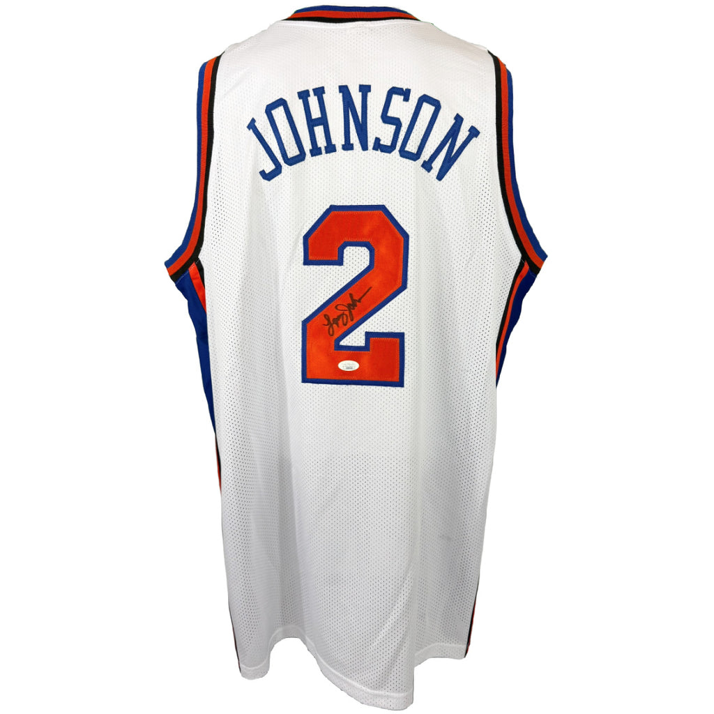 LARRY JOHNSON AUTOGRAPHED SIGNED CUSTOM WHITE PRO STYLE JERSEY JSA COA