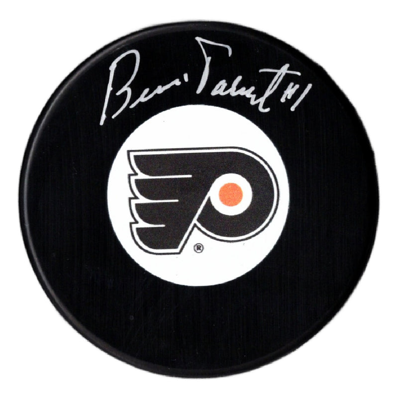 Bernie Parent autographed signed logo puck NHL Philadelphia Flyers JSA COA