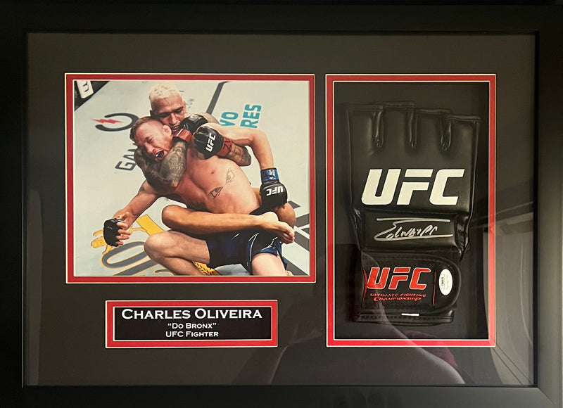 Charles Oliveira autographed signed framed glove UFC JSA COA Do Bronx
