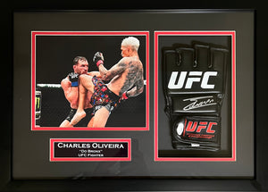 Charles Oliveira autographed signed framed glove UFC JSA COA Do Bronx