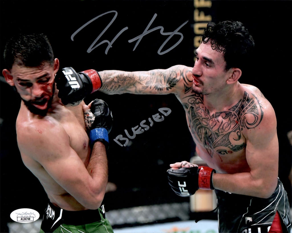 Max Holloway signed inscribed 8x10 photo UFC Blessed JSA COA Yair Rodriguez
