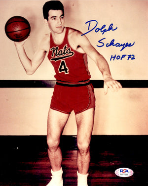 Dolph Schayes signed inscribed 8x10 photo NBA Philadelphia 76ers PSA COA
