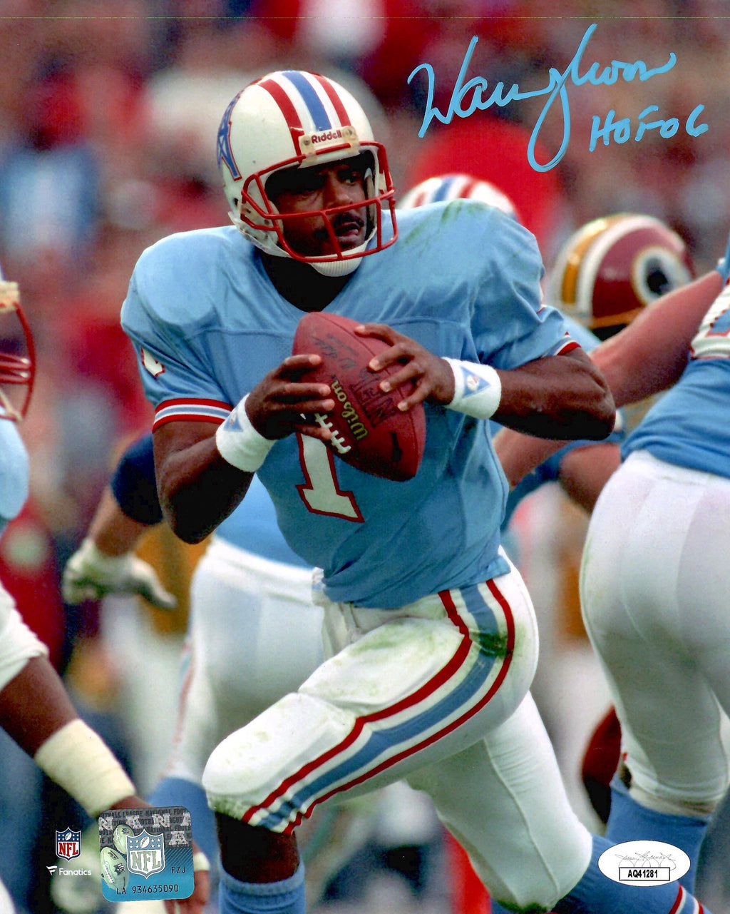 Warren Moon autographed signed inscribed 8x10 photo NFL Houston Oilers JSA COA